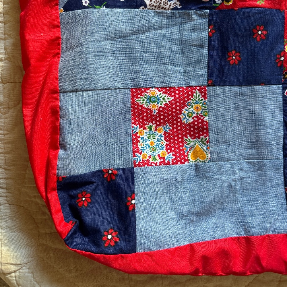 Handmade Vintage Patchwork Tote Bag 21"x17" Muslin Lined - Sew Loved 🧵🪡 - Picture 5 of 13